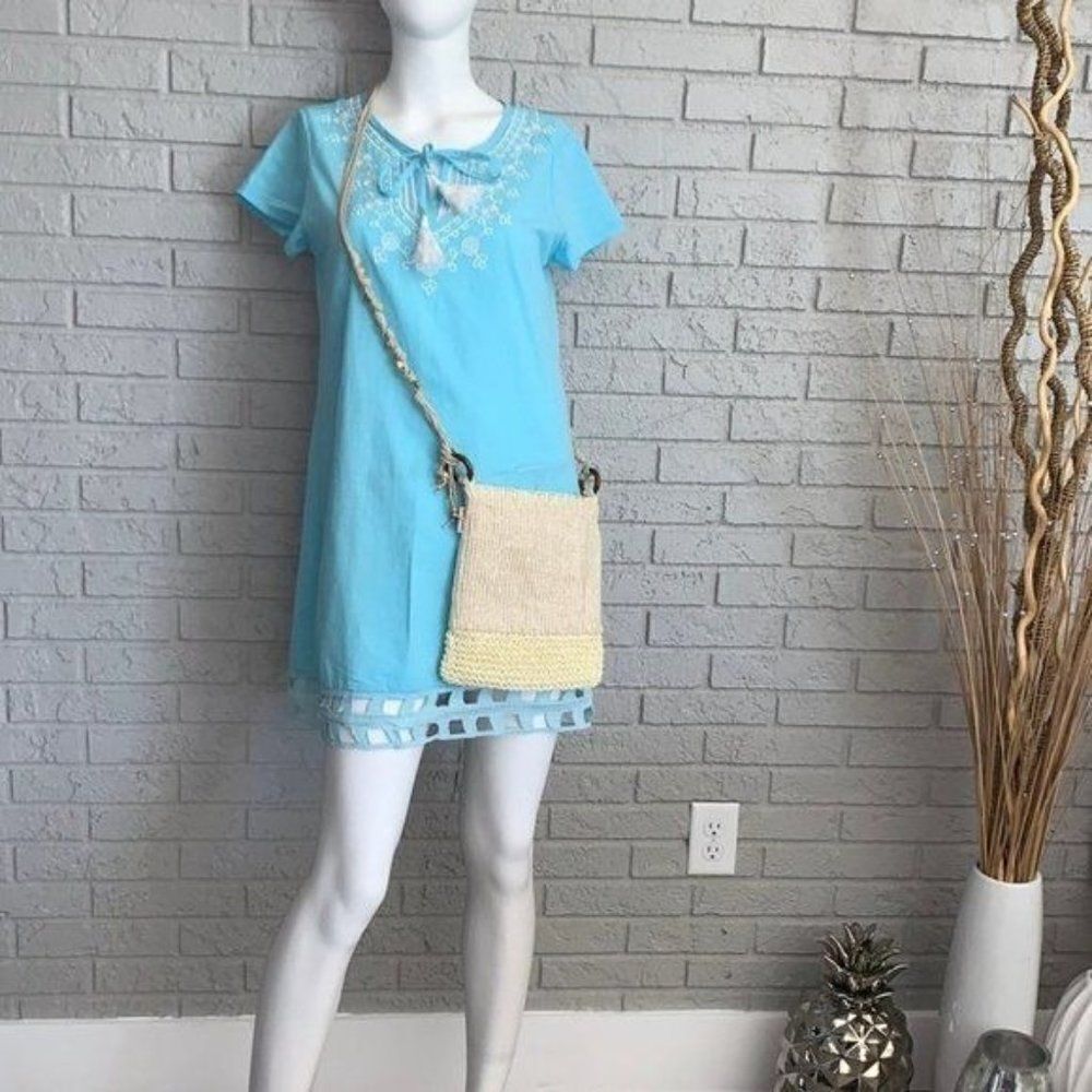 Misslook Women Baby Blue Short Sleeve Mini Dress Size S
